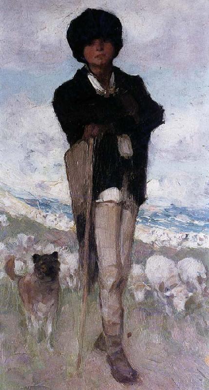 Nicolae Grigorescu Young Shepherd with his Dog oil painting image
